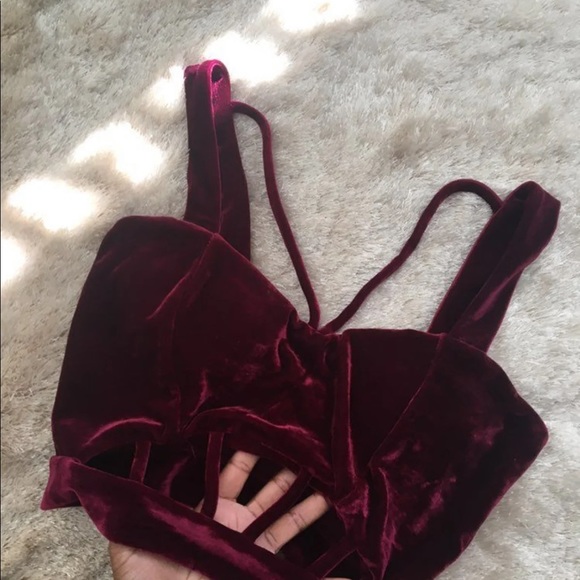 Velvet Burgandy Crop Set - Picture 2 of 3